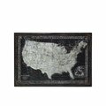 H2H Wood Rectangle Panel Giclee Print of Map USA with Frame, Black H23866073